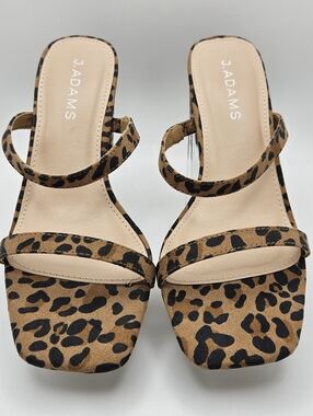 NWB J. Adams Stormi Heels In Leopard Print Vegan Suede Size 7